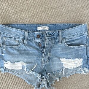 Abercrombie & Fitch Light Blue Distressed Shorts